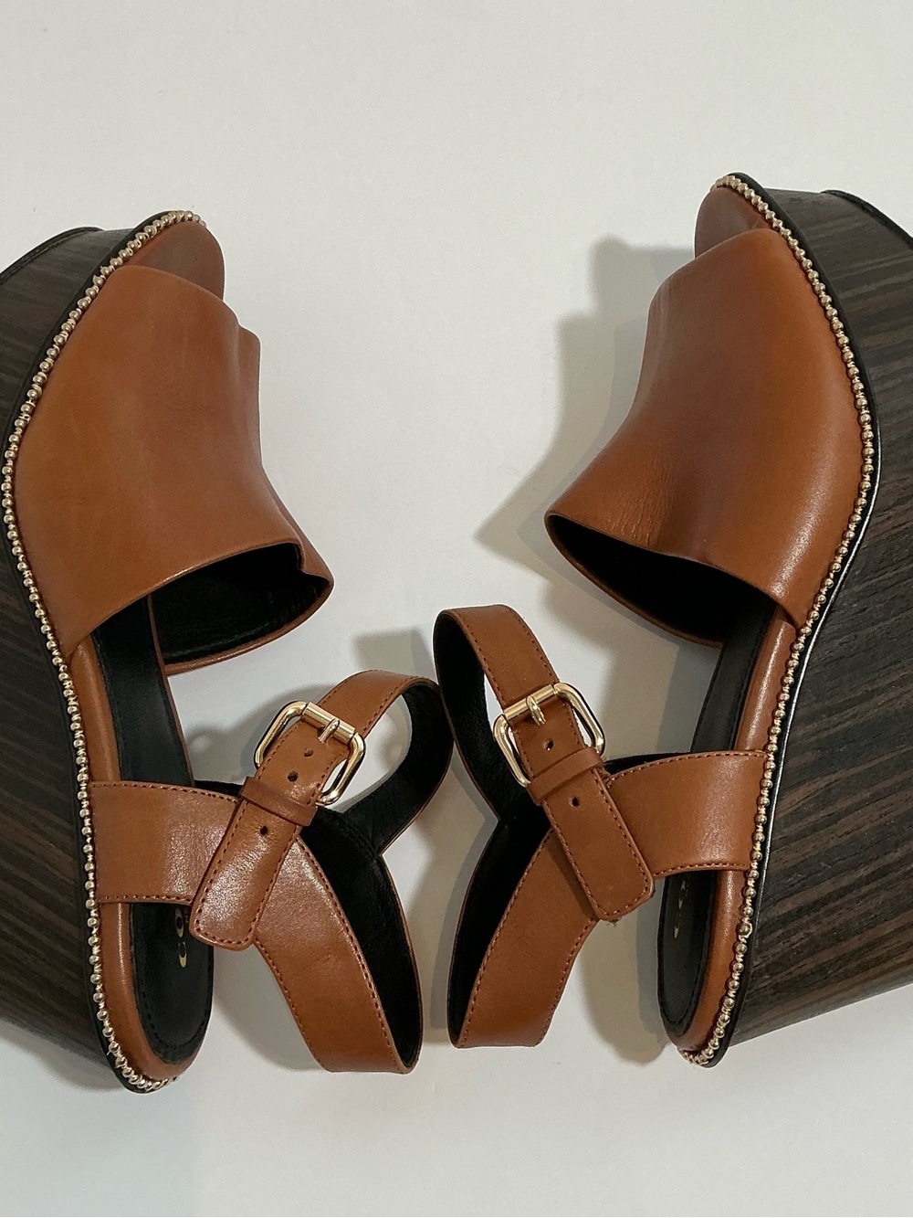 COACH Tan Leather Open-Toe Ankle-Strap Sandals - Picture 3 of 5